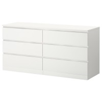 MALM МАЛЬМ Комод с 6 ящиками - белый 160x78 см