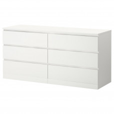 MALM МАЛЬМ Комод с 6 ящиками - белый 160x78 см