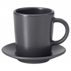 ДИНЕРА Чашка для кофе эспрессо с блюдцем, темно-серый