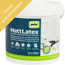 Краска для колеровки для стен и потолков Jobi «Mattlatex» прозрачная база C 1 л