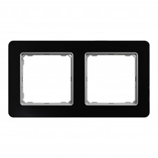Рамка для розеток и выключателей Schneider Electric Sedna Design 2 поста, цвет чёрное стекло