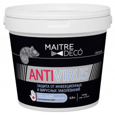 Краска для стен и потолков Maitre Deco «Cristal Air Antivirus» 0.9 л цвет матовый белый