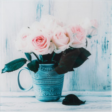 Картина на стекле «Розы в вазе» 30x30 см