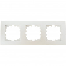 Рамка для розеток и выключателей Lexman Виктория плоская 3 поста цвет жемчужно-белый