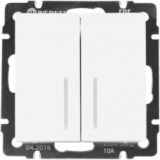 Выключатель проходной встраиваемый Werkel 2 клавиши с подсветкой, цвет белый