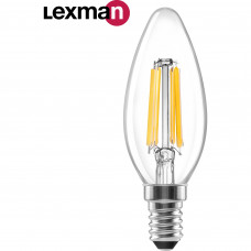 Лампа светодиодная Lexman E14 220-240 В 6 Вт свеча прозрачная 750 лм нейтральный белый свет