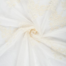 Тюль с вышивкой «Султан» сетка 290 см цвет кремовый