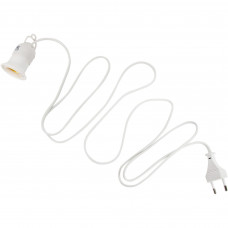 Патрон пластиковый для лампы E27, с выключателем, цвет белый
