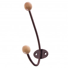 Крючок-вешалка с деревянным шариком КВД-2 максимальная нагрузка 10 кг сталь цвет античная медь