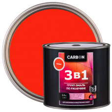 Эмаль по ржавчине 3 в 1 Carbon цвет красный 2.4 кг