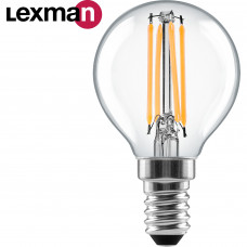 Лампа светодиодная Lexman E14 220-240 В 5 Вт шар прозрачная 600 лм теплый белый свет
