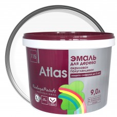 Эмаль Атлас 115 акриловая полуглянцевая цвет белый 9 л
