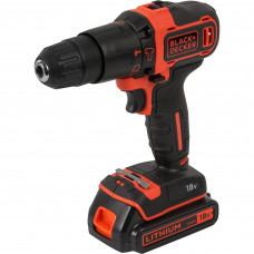 Дрель-шуруповерт аккумуляторная ударная Black&Decker BDCHD18KBQW, 18 В Li-ion 2x1.5 Ач