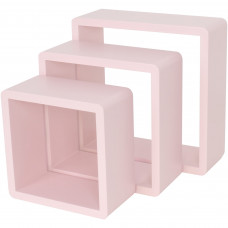Набор настенных полок 20x20 см/24x24 см/28x28 см цвет розовый 3 шт.