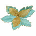 Украшение ёлочное «Цветок», 17 см, цвет бирюзовый/золотой