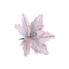 Украшение ёлочное «Цветок», 18 см, цвет серебряный/розовый
