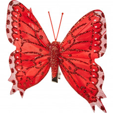 Ёлочное украшение на клипсе «Бабочка» цвет красный