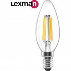 Лампа светодиодная Lexman E14 220-240 В 5 Вт свеча прозрачная 600 лм теплый белый свет