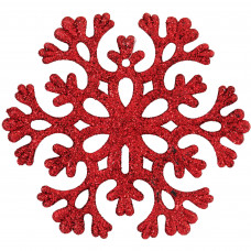 Елочная игрушка «Снежинка» 11 см с блестками красный