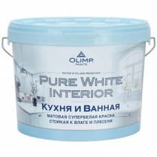 Краска для кухонь и ванных комнат Husky Olimp акриловая цвет белый база А 9 л