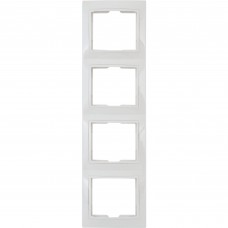 Рамка для розеток и выключателей вертикальная Таймыр 4 поста, цвет белый