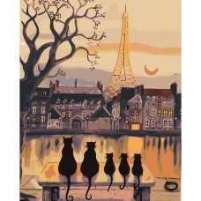 Картина по номерам Коты в Париже 40х50 см