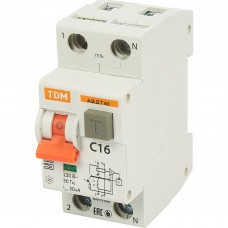 Дифференциальный автомат TDM Electric 63 2Р 1Р N C16 30 мА 6 кА А