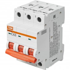 Автоматический выключатель TDM Electric ВА47-60 3Р 63 А 6 кА С