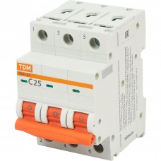 Автоматический выключатель TDM Electric ВА47-60 3Р 25 А 6 кА С