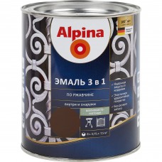 Эмаль по ржавчине 3 в 1 Alpina цвет шоколадный 0.75 л