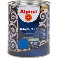 Эмаль по ржавчине 3 в 1 Alpina цвет синий 0.75 л