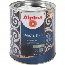 Эмаль по ржавчине 3 в 1 Alpina цвет черный 0.75 л