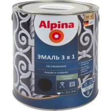 Эмаль по ржавчине 3 в 1 Alpina цвет черный 2.5 л