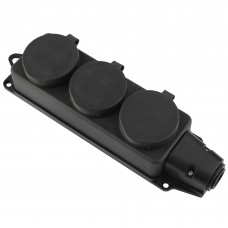 Колодка влагостойкая Duwi с заземлением 3 гнезда, цвет черный Колодка влагостойкая Duwi с заземлением 3 гнезда, цвет черный