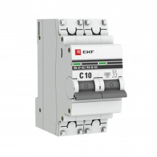Автоматический выключатель EKF ВА47-63 2P С10 А 6 кА mcb4763-6-2-10C-pro