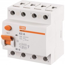 УЗО TDM Electric ВД1-63 4Р 63 А 300 мА 4.5 кА AС SQ0203-0043