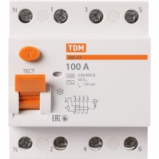 УЗО TDM Electric ВД1-63 4Р 100 А 100 мА 4.5 кА AC SQ0203-0048