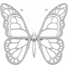 Украшение новогоднее «Бабочка», пластик, цвет серебро