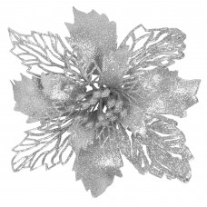 Украшение новогоднее "Цветок Рождественник", пластик, свет серебряный