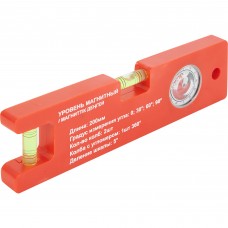 Уровень пузырьковый 3764-F 2 глазка магнитный с угломером 200 мм Уровень пузырьковый 3764-F 2 глазка магнитный с угломером 200 мм