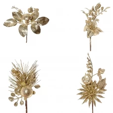 Новогоднее украшение Цветок искусственный 261902 19x11 см цвет золото