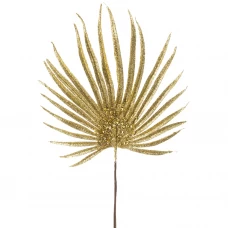 Новогоднее украшение Лист блестящий 41x20 см цвет золотой