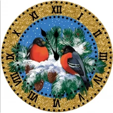 Елочное украшение Медальон Куранти и снегири КУ-80-224232 Коломеев 10x9 см