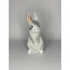 Копилка Зайчик бело-серебряная гипс