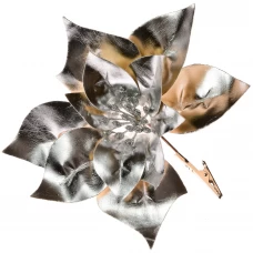 Новогоднее украшение Цветок с блестками 14x20 см цвет серебристый