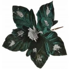 Новогоднее украшение Цветок 17x27 см цвет изумрудный