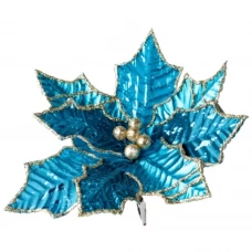 Новогоднее украшение Цветок 16x25 см цвет бирюзовый