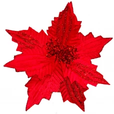 Новогоднее украшение Цветок 22x26 см цвет алый