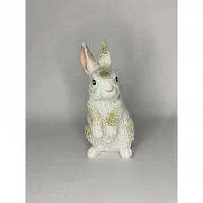Копилка Зайчик бело-золотая гипс