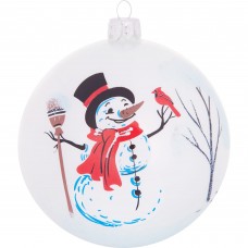 Шар ёлочный «Снеговик и снегирь»